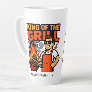 Caneca De Café Latte Rei da Churrasqueira Dia dos Pais Engraçado Mestre
