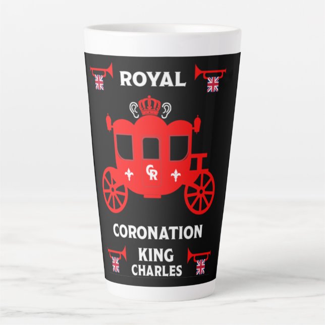 Caneca De Café Latte Rei da coroação Real Charles III (Frente)