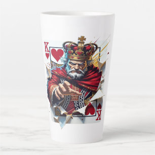 Caneca De Café Latte Rei de Copas — Ilustração Ousada de Carta de Baral