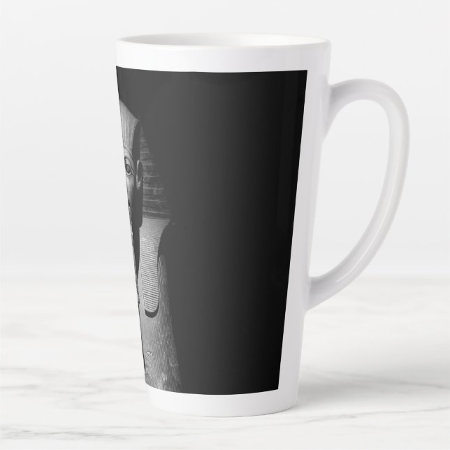 Caneca De Café Latte Rei faraó preto e branco (Direita)