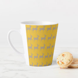 Caneca De Café Latte Reindeer Pattern Latte Mug - Mustard Yellow Christ