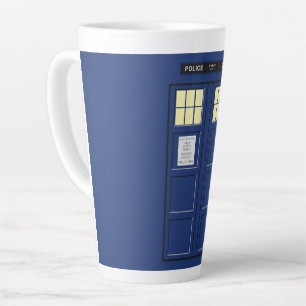 Caneca De Café Latte Reino Unido - Blue Police Call Box 1