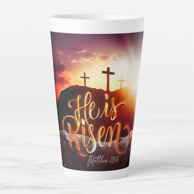 Caneca De Café Latte Religioso páscoa Que Ele Está Riscado (Frente)