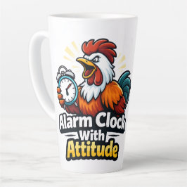Caneca De Café Latte Relógio despertador com atitude, citação do roaste