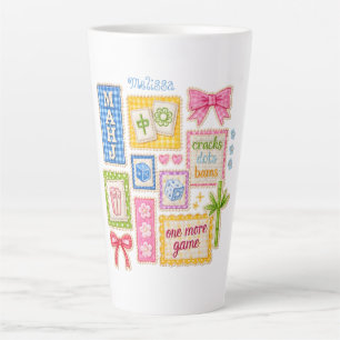 Caneca De Café Latte Remendos de Mahjong Personalizados com Falsa Borda