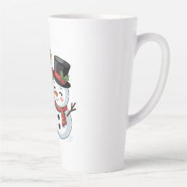 Caneca De Café Latte Rena de Natal Fofa & Boneco de Neve