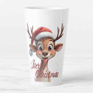 Caneca De Café Latte Rena Linda Desejando Feliz Natal