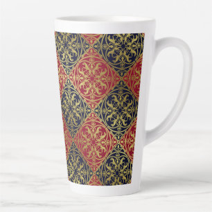 Caneca De Café Latte Renascença Medieval Arauto Leão Leopardo Metálico