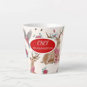 Caneca De Café Latte Reninhas Adoráveis, Pássaros, Flores