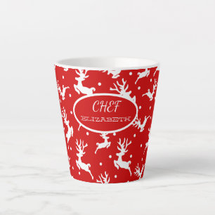 Caneca De Café Latte Renos de Natal Alegre Vermelho Feriado