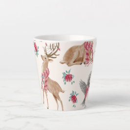 Caneca De Café Latte Renques, pássaros, flores adoráveis