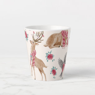 Caneca De Café Latte Renques, pássaros, flores adoráveis