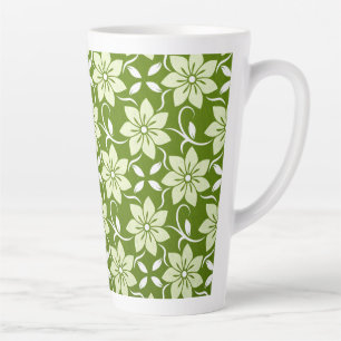 Caneca De Café Latte Repetição de Flor de Oliveira