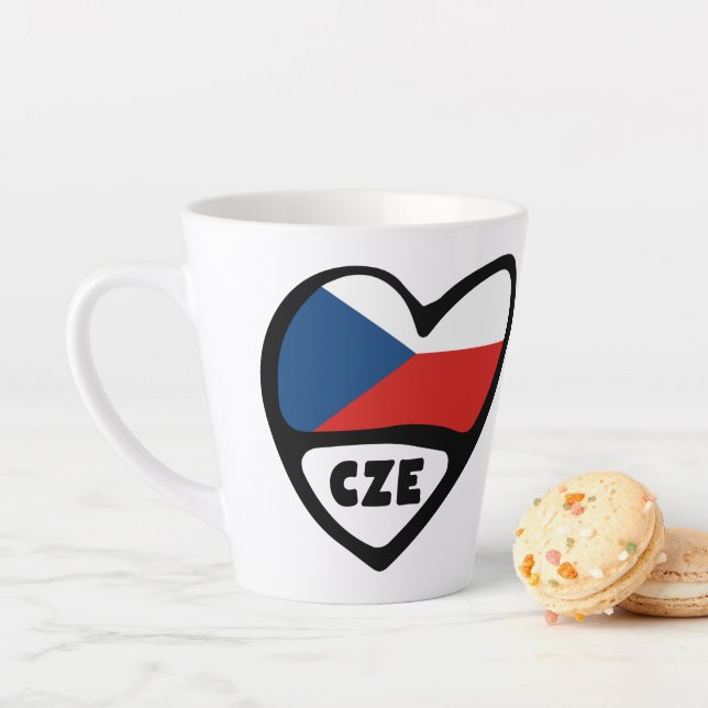 Caneca De Café Latte República Checa Código do país Flag Heart, CZE (In Situ)