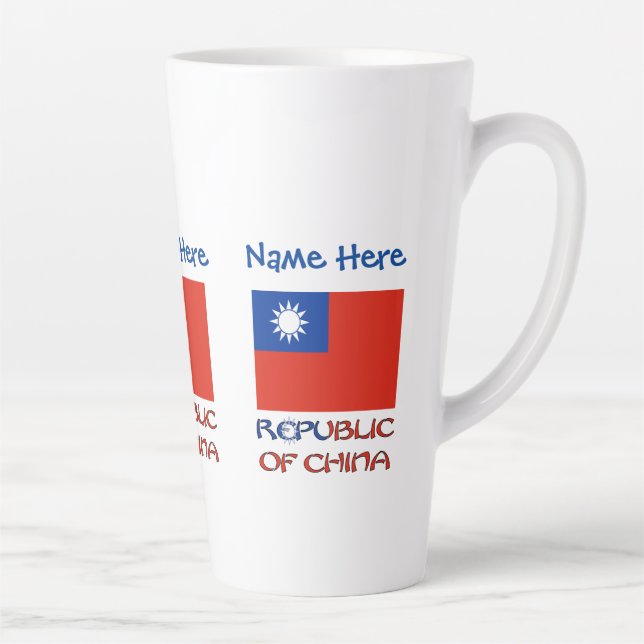 Caneca De Café Latte República da China Bandeira de Taiwan Personalizad (Direita)