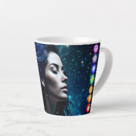 Caneca De Café Latte Respirar e liberar | Linda mulher etérea