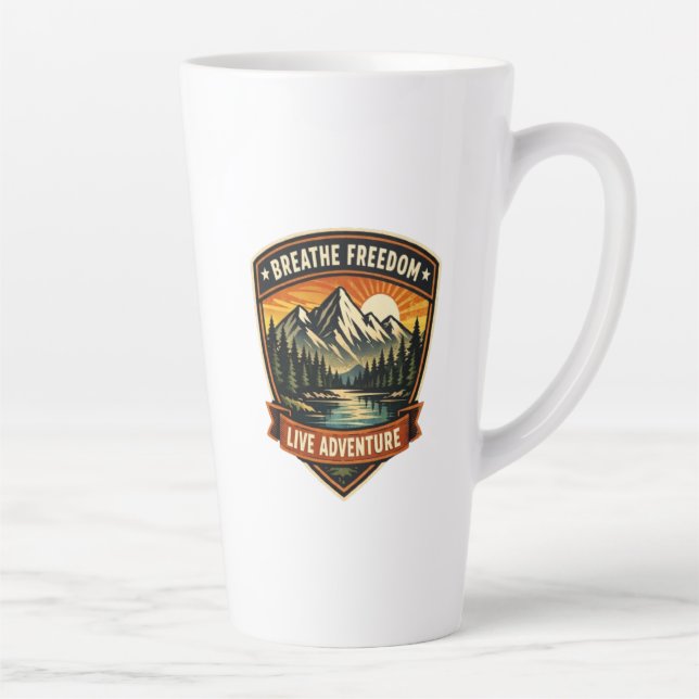 Caneca De Café Latte Respire a liberdade, viva a aventura (Direita)