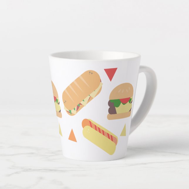 Caneca De Café Latte Restaurante de Comida Rápida Isométrica Mix Hambúr (Ângulo direito)