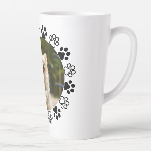 Caneca De Café Latte Retrato canino comumizável para cães (Direita)