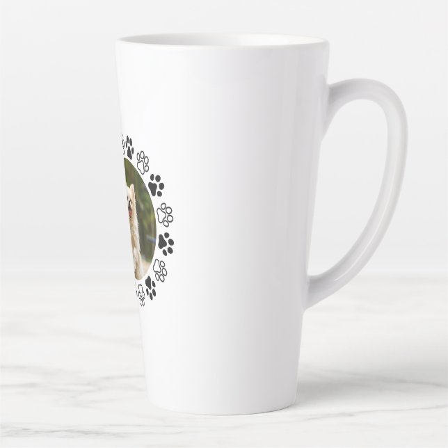 Caneca De Café Latte retrato canino de cachorro personalizável  (Direita)