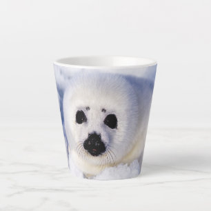 Caneca De Café Latte Retrato de um Filhote de Foca-da-groenlândia