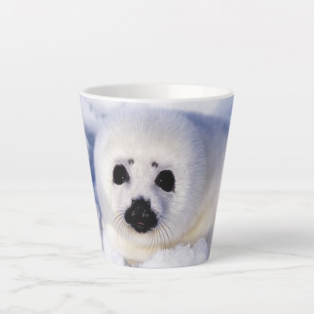 Caneca De Café Latte Retrato de um Pup de Cola Harp (Frente)