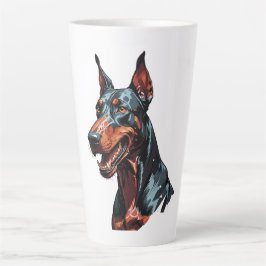 Caneca De Café Latte Retrato Feroz de Doberman Cachorro Agressivo prese