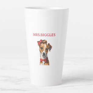 Caneca De Café Latte Retrato Personalizado de Cachorro – Design de Nome