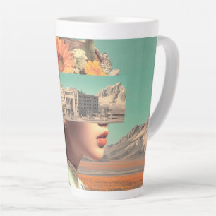 Caneca De Café Latte Retrato Surrealista com Paisagem Arquitetônica