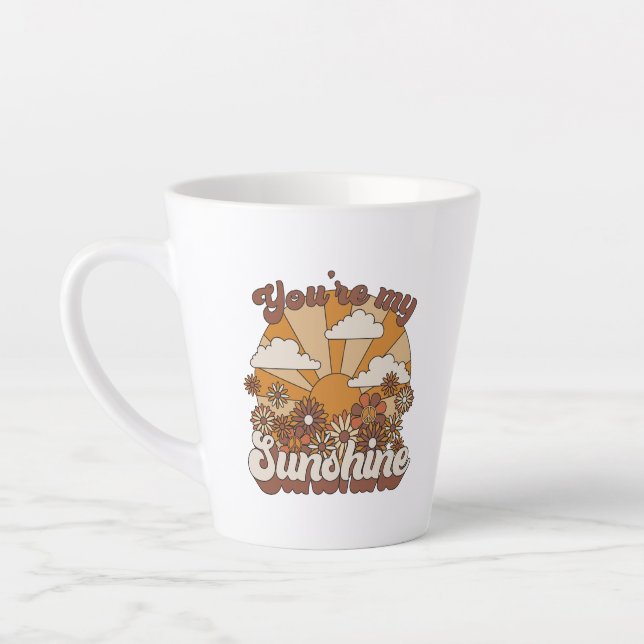 Caneca De Café Latte Retro Groovy | Você é meu Sol (Esquerda)
