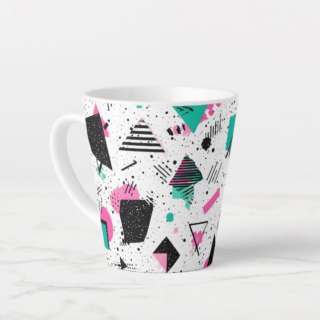 Caneca De Café Latte Retro Memphis Geometric Pattern (Ângulo esquerdo)