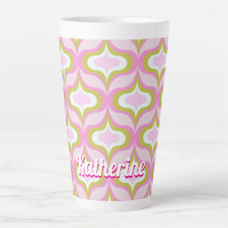 Caneca De Café Latte Retro Pattern Pink 