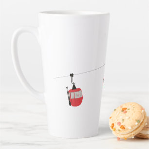 Caneca De Café Latte Retro Red Ski Gondola Lift Personalizado