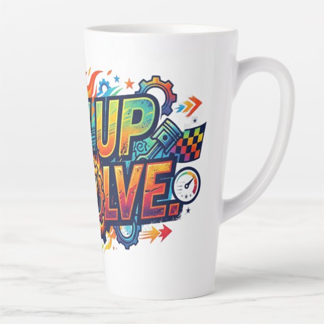 Caneca De Café Latte Rev Up Resolve – Determinação Motivacional (Direita)