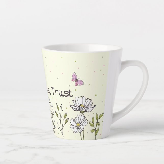 Caneca De Café Latte "Reze, Liberte, Confie" Mug Design (Direita)