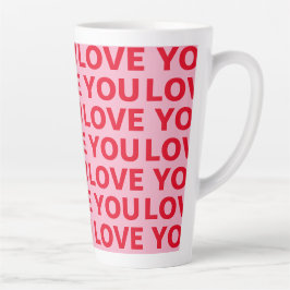 Caneca De Café Latte Rico Romântico Vermelho e Rosa Te Ama Padrão