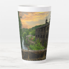 Caneca De Café Latte Rio Calder a partir da Ponte Hawksclough
