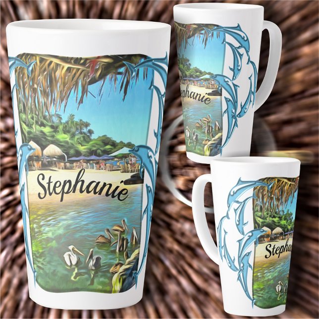 Caneca De Café Latte Rio Meets Ocean 0330 (Criador carregado)