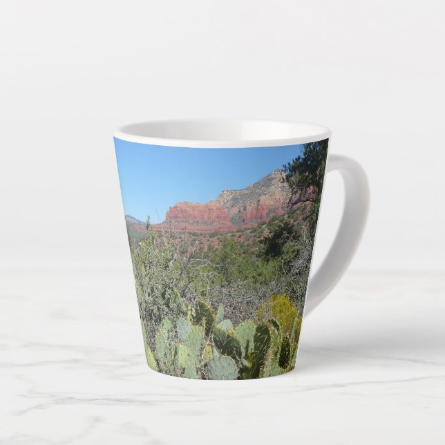 Caneca De Café Latte Rochas Vermelhas e Cactos I (Ângulo direito)