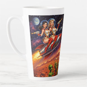 Caneca De Café Latte Rocket Girls vs. a Ameaça Marciana Retro Ficção Ci