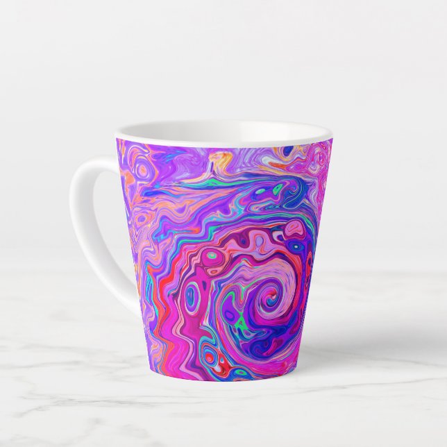 Caneca De Café Latte Rodovalho-roxo e Abstrato cor-de-laranja (Ângulo esquerdo)