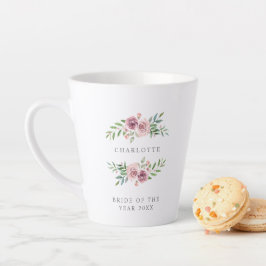Caneca De Café Latte Romantic and Delicate Pink Garland for Bride