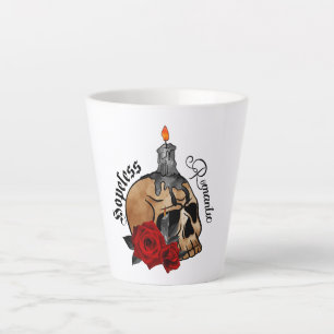 Caneca De Café Latte Romântico sem esperança - Caveira gótica, Rosa ver