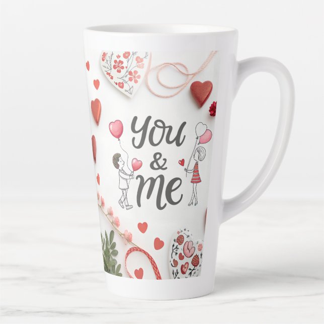 Caneca De Café Latte Romântico "Você & Eu" Dia dos Namorados  (Direita)