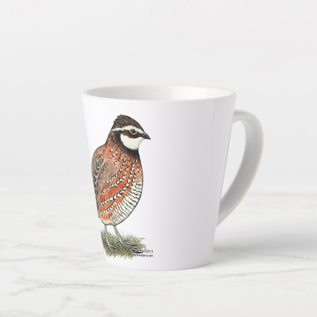 Caneca De Café Latte Rooster Bobwhite Quail (Ângulo direito)