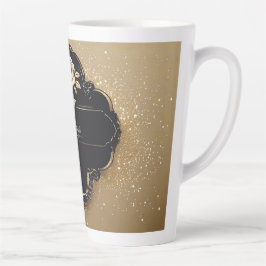 Caneca De Café Latte Rosa com Detalhes Dourados Brilhantes