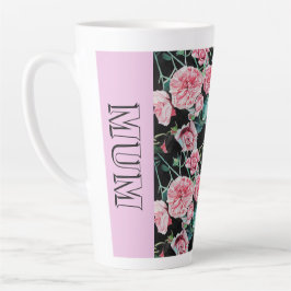 Caneca De Café Latte Rosa cor-de-rosa Rosa Aquarela Mãe Purgão