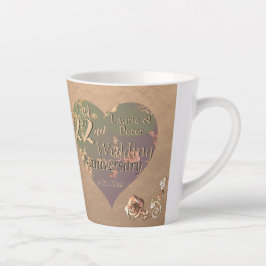 Caneca De Café Latte rosa Corações do 22º aniversário do Casamento de C