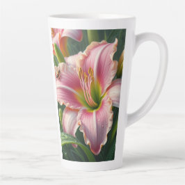 Caneca De Café Latte Rosa Daylily Floral
