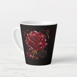 Caneca De Café Latte Rosa de Cristal Rubi – O Amor Nunca Desvanece